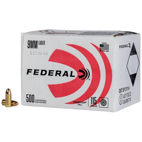 Federal Champion 9mm 115 gr FMJ 500 Round Bulk Pack