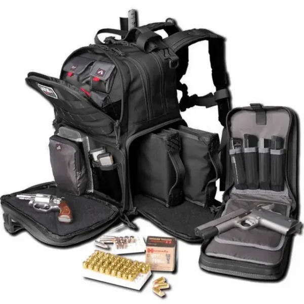 GPS Bags T1612BPB Tactical Range Backpack Black 1000D Nylon Teflon Coating 3 Handguns