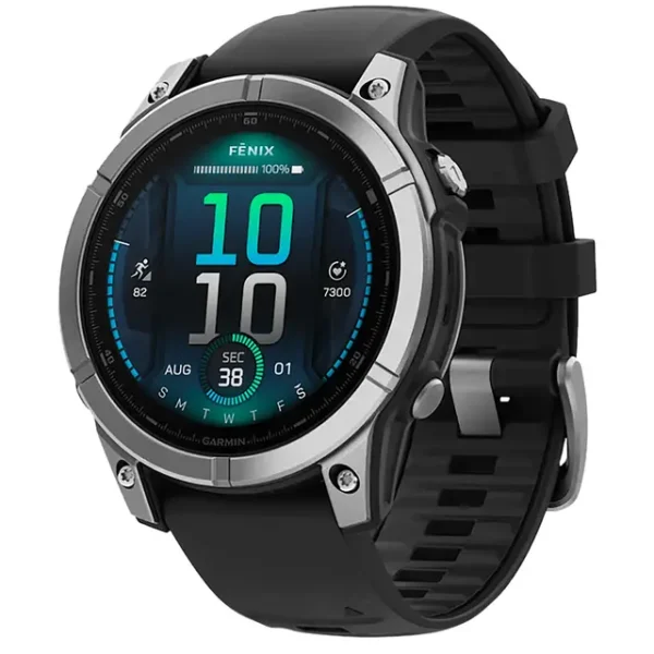 Garmin 0100302502 Fenix E AMOLED Edition Stainless Steel/Black Band AMOLED Display Compatible w/ iPhone/Android