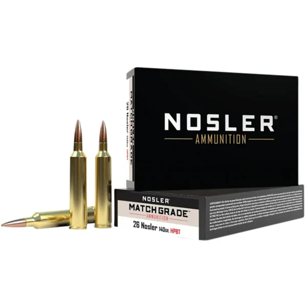 Nosler Match Grade Rifle Rounds, 26 Nosler 20 Per Box - 51288