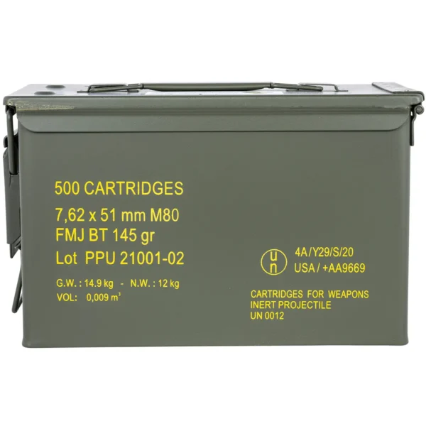 PPU Bulk M80 7.62x51mm NATO 500rd 145 gr FMJBT Rifle Ammo